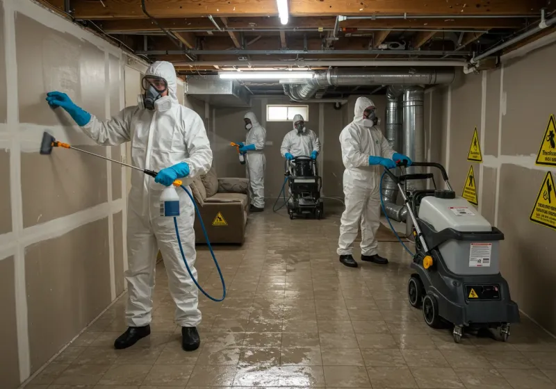 Basement Moisture Removal and Structural Drying process in Norlina, NC